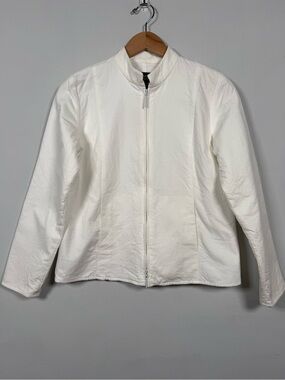 Eileen Fisher Stand Up Collar, Zip-Front Jacket, 100% Cotton, Size XS